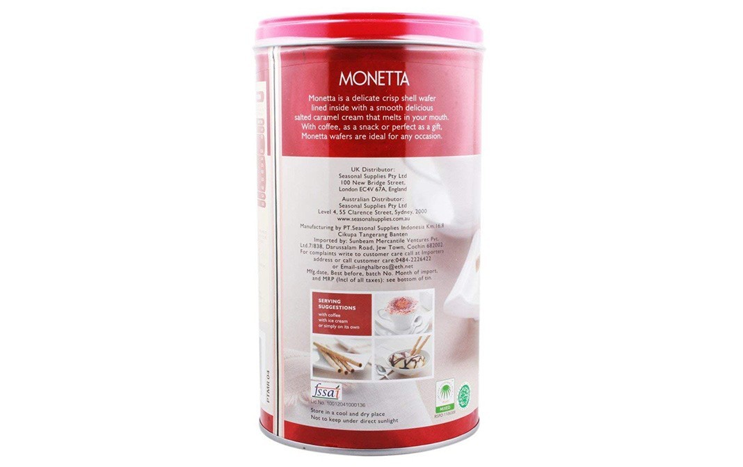 Monetta Salted Caramel Flavoured Cream Wafers    Container  300 grams